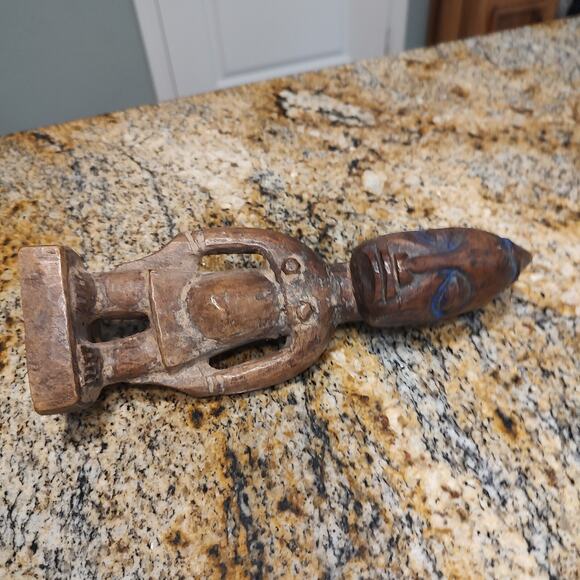 African Ibeji Yoruba Carved Wooden Figure Tribal Statue Sculpture 9" Tall Brown - Picture 10 of 11